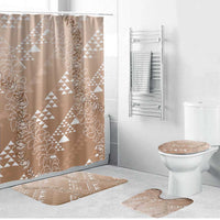 Hawaii Beige Kapa Bathroom Set Vintage 'Ohe Kāpala Motifs Mix Plumeria Leis LT7 Bathroom Set (4 pcs) Beige - Polynesian Pride