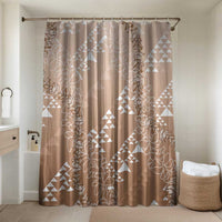 Hawaii Beige Kapa Bathroom Set Vintage 'Ohe Kāpala Motifs Mix Plumeria Leis LT7 Shower Curtain Only Beige - Polynesian Pride