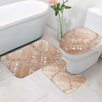 Hawaii Beige Kapa Bathroom Set Vintage 'Ohe Kāpala Motifs Mix Plumeria Leis LT7 - Polynesian Pride