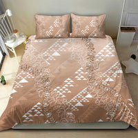 Hawaii Beige Kapa Bedding Set Vintage 'Ohe Kāpala Motifs Mix Plumeria Leis LT7 - Polynesian Pride