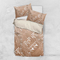 Hawaii Beige Kapa Bedding Set Vintage 'Ohe Kāpala Motifs Mix Plumeria Leis LT7 US Twin 172cm x 218cm Beige - Polynesian Pride