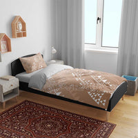 Hawaii Beige Kapa Bedding Set Vintage 'Ohe Kāpala Motifs Mix Plumeria Leis LT7 - Polynesian Pride
