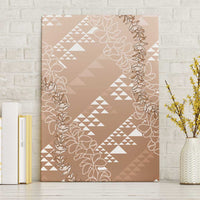 Hawaii Beige Kapa Canvas Wall Art Vintage 'Ohe Kāpala Motifs Mix Plumeria Leis LT7 Without Frame Beige - Polynesian Pride