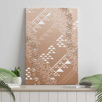 Hawaii Beige Kapa Canvas Wall Art Vintage 'Ohe Kāpala Motifs Mix Plumeria Leis LT7 - Polynesian Pride