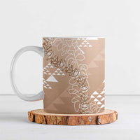 Hawaii Beige Kapa Ceramic Mug Vintage 'Ohe Kāpala Motifs Mix Plumeria Leis LT7 Beige - Polynesian Pride