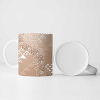 Hawaii Beige Kapa Ceramic Mug Vintage 'Ohe Kāpala Motifs Mix Plumeria Leis LT7 - Polynesian Pride