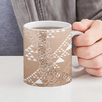 Hawaii Beige Kapa Ceramic Mug Vintage 'Ohe Kāpala Motifs Mix Plumeria Leis LT7 - Polynesian Pride
