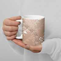 Hawaii Beige Kapa Ceramic Mug Vintage 'Ohe Kāpala Motifs Mix Plumeria Leis LT7 - Polynesian Pride