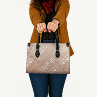 Hawaii Beige Kapa Leather Bag Vintage 'Ohe Kāpala Motifs Mix Plumeria Leis LT7 - Polynesian Pride