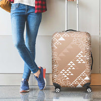 Hawaii Beige Kapa Luggage Cover Vintage 'Ohe Kāpala Motifs Mix Plumeria Leis