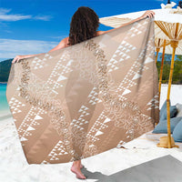 Hawaii Beige Kapa Sarong Vintage 'Ohe Kāpala Motifs Mix Plumeria Leis LT7 One Size 44 x 66 inches Beige - Polynesian Pride