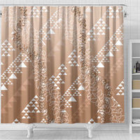 Hawaii Beige Kapa Shower Curtain Vintage 'Ohe Kāpala Motifs Mix Plumeria Leis LT7 - Polynesian Pride