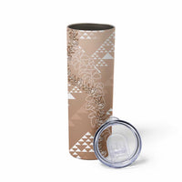 Hawaii Beige Kapa Skinny Tumbler Vintage 'Ohe Kāpala Motifs Mix Plumeria Leis