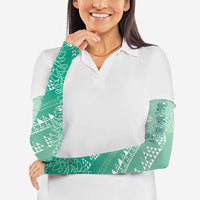 Hawaii Jade Green Kapa Arm Sleeves Vintage 'Ohe Kāpala Motifs Mix Plumeria Leis LT7 - Polynesian Pride