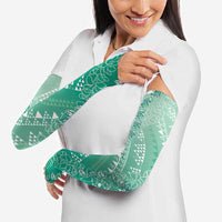 Hawaii Jade Green Kapa Arm Sleeves Vintage 'Ohe Kāpala Motifs Mix Plumeria Leis LT7 - Polynesian Pride