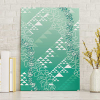 Hawaii Jade Green Kapa Canvas Wall Art Vintage 'Ohe Kāpala Motifs Mix Plumeria Leis LT7 Without Frame Jade Green - Polynesian Pride