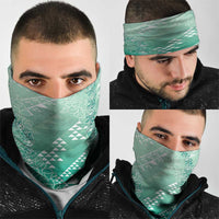 Hawaii Jade Green Kapa Neck Gaiter Vintage 'Ohe Kāpala Motifs Mix Plumeria Leis