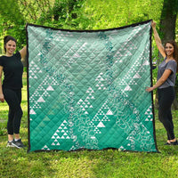 Hawaii Jade Green Kapa Quilt Vintage 'Ohe Kāpala Motifs Mix Plumeria Leis