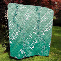 Hawaii Jade Green Kapa Quilt Vintage 'Ohe Kāpala Motifs Mix Plumeria Leis