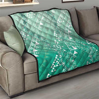 Hawaii Jade Green Kapa Quilt Vintage 'Ohe Kāpala Motifs Mix Plumeria Leis