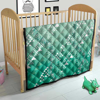 Hawaii Jade Green Kapa Quilt Vintage 'Ohe Kāpala Motifs Mix Plumeria Leis