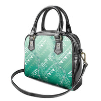 Hawaii Jade Green Kapa Shoulder Handbag Vintage 'Ohe Kāpala Motifs Mix Plumeria Leis LT7 - Polynesian Pride