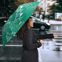 Hawaii Jade Green Kapa Umbrella Vintage 'Ohe Kāpala Motifs Mix Plumeria Leis LT7 - Polynesian Pride