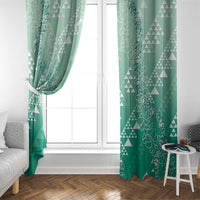 Hawaii Jade Green Kapa Window Curtain Vintage 'Ohe Kāpala Motifs Mix Plumeria Leis LT7 - Polynesian Pride
