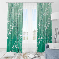 Hawaii Jade Green Kapa Window Curtain Vintage 'Ohe Kāpala Motifs Mix Plumeria Leis LT7 - Polynesian Pride