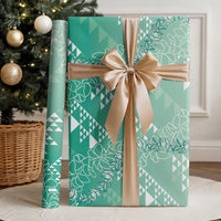 Hawaii Kapa Vintage Motifs Mix Plumeria Leis Wrapping Paper Jade Green LT7 - Polynesian Pride