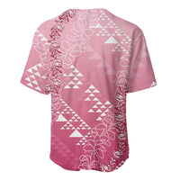 Hawaii Rose Pink Kapa Baseball Jersey Vintage 'Ohe Kāpala Motifs Mix Plumeria Leis LT7 - Polynesian Pride