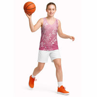 Hawaii Rose Pink Kapa Basketball Jersey Vintage 'Ohe Kāpala Motifs Mix Plumeria Leis