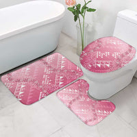 Hawaii Rose Pink Kapa Bathroom Set Vintage 'Ohe Kāpala Motifs Mix Plumeria Leis