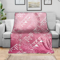Hawaii Rose Pink Kapa Blanket Vintage 'Ohe Kāpala Motifs Mix Plumeria Leis LT7 - Polynesian Pride