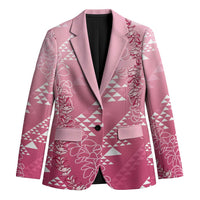 Hawaii Rose Pink Kapa Blazer Vintage 'Ohe Kāpala Motifs Mix Plumeria Leis LT7 Unisex Rose Pink - Polynesian Pride