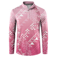 Hawaii Rose Pink Kapa Button Sweatshirt Vintage 'Ohe Kāpala Motifs Mix Plumeria Leis LT7 Rose Pink - Polynesian Pride