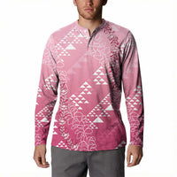 Hawaii Rose Pink Kapa Button Sweatshirt Vintage 'Ohe Kāpala Motifs Mix Plumeria Leis LT7 - Polynesian Pride