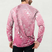 Hawaii Rose Pink Kapa Button Sweatshirt Vintage 'Ohe Kāpala Motifs Mix Plumeria Leis LT7 - Polynesian Pride