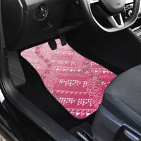 Hawaii Rose Pink Kapa Car Mats Vintage 'Ohe Kāpala Motifs Mix Plumeria Leis LT7 - Polynesian Pride