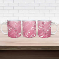 Hawaii Rose Pink Kapa Ceramic Mug Vintage 'Ohe Kāpala Motifs Mix Plumeria Leis LT7 - Polynesian Pride