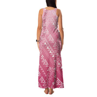 Hawaii Rose Pink Kapa Family Matching Tank Maxi Dress and Hawaiian Shirt Vintage 'Ohe Kāpala Motifs Mix Plumeria Leis