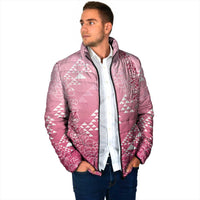 Hawaii Rose Pink Kapa Padded Jacket Vintage 'Ohe Kāpala Motifs Mix Plumeria Leis