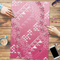 Hawaii Rose Pink Kapa Puzzle Vintage 'Ohe Kāpala Motifs Mix Plumeria Leis LT7 Rose Pink - Polynesian Pride