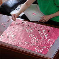 Hawaii Rose Pink Kapa Puzzle Vintage 'Ohe Kāpala Motifs Mix Plumeria Leis LT7 - Polynesian Pride