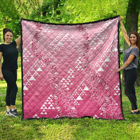 Hawaii Rose Pink Kapa Quilt Vintage 'Ohe Kāpala Motifs Mix Plumeria Leis