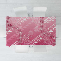 Hawaii Rose Pink Kapa Tablecloth Vintage 'Ohe Kāpala Motifs Mix Plumeria Leis LT7 Rose Pink - Polynesian Pride
