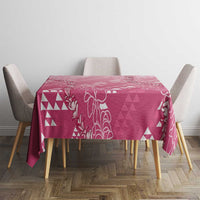 Hawaii Rose Pink Kapa Tablecloth Vintage 'Ohe Kāpala Motifs Mix Plumeria Leis LT7 - Polynesian Pride