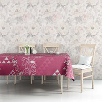 Hawaii Rose Pink Kapa Tablecloth Vintage 'Ohe Kāpala Motifs Mix Plumeria Leis LT7 - Polynesian Pride