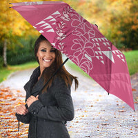 Hawaii Rose Pink Kapa Umbrella Vintage 'Ohe Kāpala Motifs Mix Plumeria Leis LT7 - Polynesian Pride