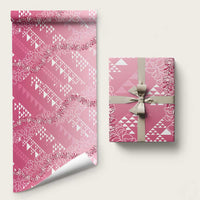 Hawaii Kapa Vintage Motifs Mix Plumeria Leis Wrapping Paper Rose Pink LT7 58" × 23" Rose Pink - Polynesian Pride